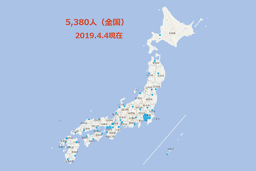 2019年4月現在の全国のIROOP®登録状況