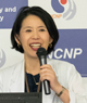 NCNPメディア塾で発表中の村田美穂 NCNP理事・病院長