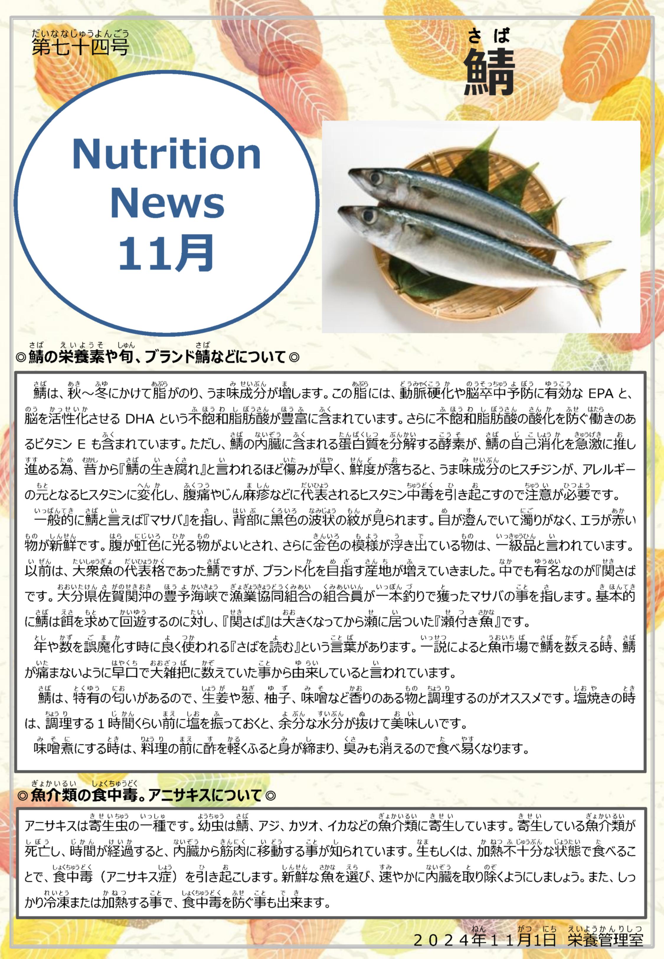 2024年11月鯖のお話