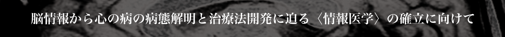 脳情報から心の病の病態解明と治療法開発に迫る〈情報医学〉の確立に向けて