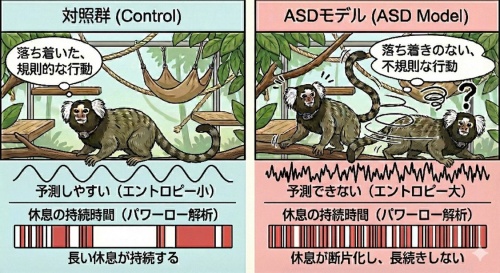 “動きの量”だけでは見えない多動性～自閉スペクトラム症マーモセットで多動の不規則性とストレス指標との関連を確認～