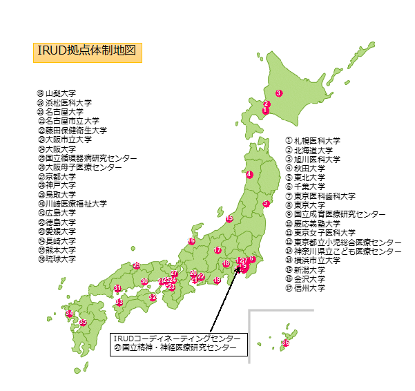 IRUD拠点体制地図